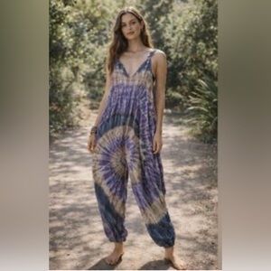 Kathmandu Imports Boho Tie Dye Jumpsuit Romper Harem Pants Festival‎ Hippie NWT